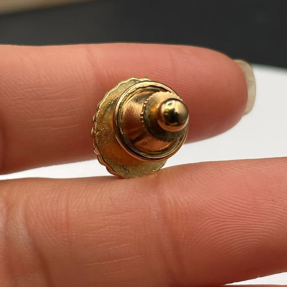 Vintage Gold-Tone Round Tie Tack Pin Yellowish-White Stone Classic jewellery